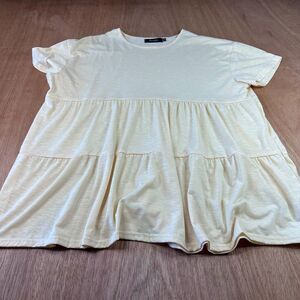 Sanifer Womens XL Yellow Babydoll Tiered Cottagecore Top